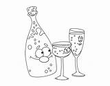 Champagne Bottle Coloringcrew Glasses Book Coloring sketch template