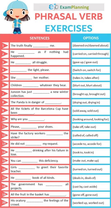 phrasal verbs exercises  answers cursos de ingles santa marta