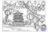 Lantern Pagode Kleuteridee Kleurplaten Tangled Celebrating Chinees Colorpage Nieuwjaar Afkomstig Chine Bezoeken Pagoda Coloreamos sketch template