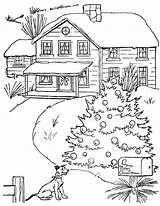 Coloring Pages Country Christmas Scenes Tree Printable Color Book 도안 Farm Adult 크리스마스 Houses Colouring Sheets Books Adults Winter Under sketch template