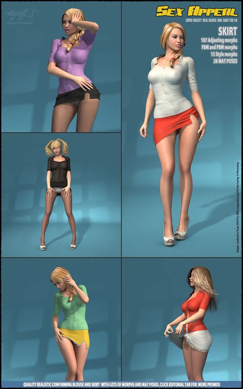sex appeal blouse and skirt for v4 3d figure assets hameleon