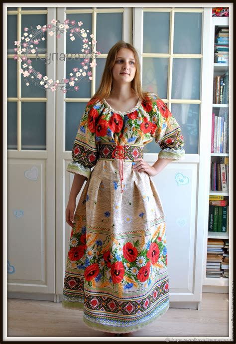 dress with poppies russian slavic polyanochka купить на Ярмарке