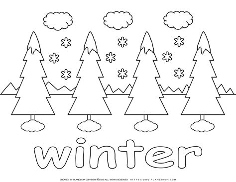 winter coloring pages  trees  winter snow planerium