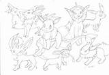 Eevee Pokemon Coloring Pages Evolutions Evolution Line Printable Color Print Credited Getcolorings Getdrawings Popular Library Clipart Coloringhome sketch template