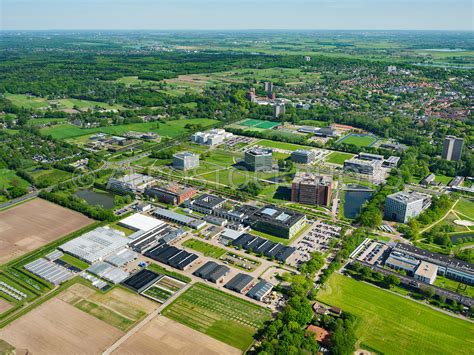 aerial view wageningen university research   radix building wageningen gelderland