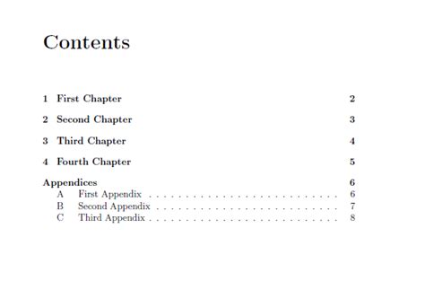 table  contents changing  formatting  specific chapters