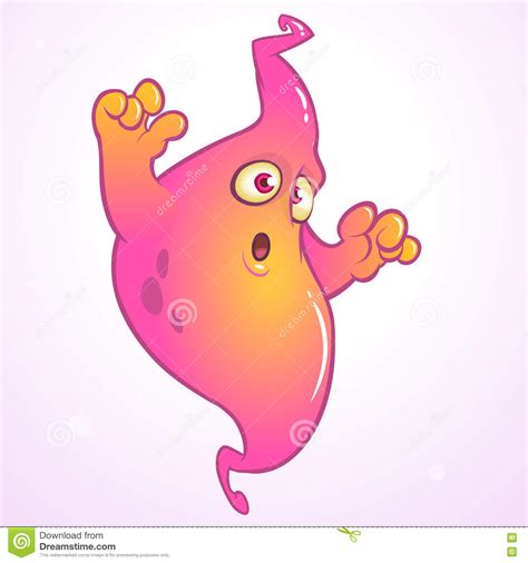 cute cartoon ghost halloween vector pink monster stock