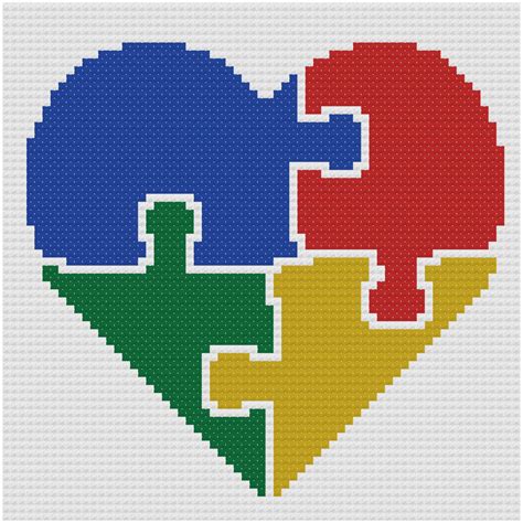 autism heart graphghan crochet pattern etsy