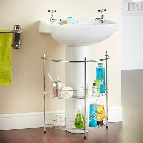 vonhaus  tier chrome bathroom  basin sink storage shelf rack organiser