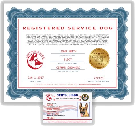 service dog registration papers united service dog