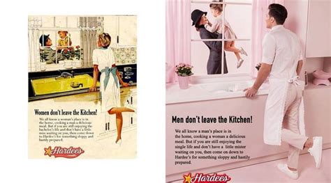 this artist s gender twist to old ads gives men a taste of their own