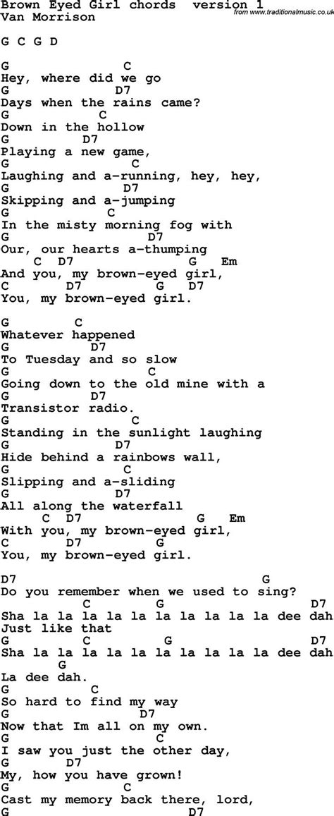 song lyrics  guitar chords  brown eyed girl