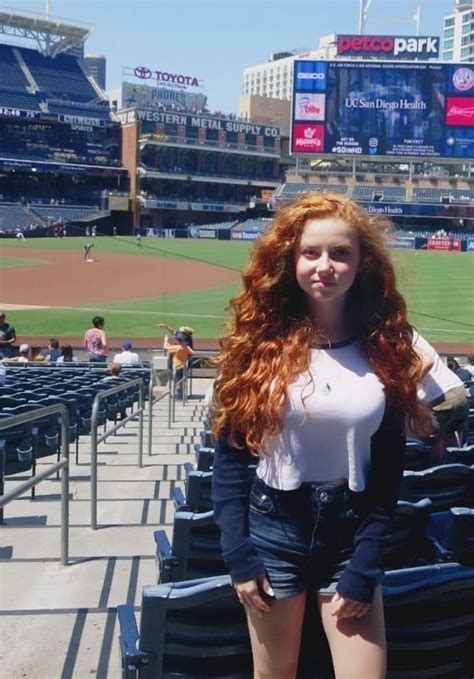 Redhead Girl At Baseball Game
