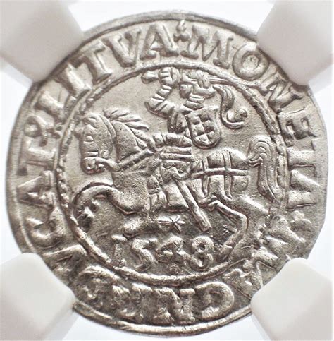 pl poland polish lithuania  medieval knight  gross silver coin  groschen ms