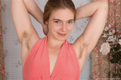 alice wonder strips and shows off her hairy body
