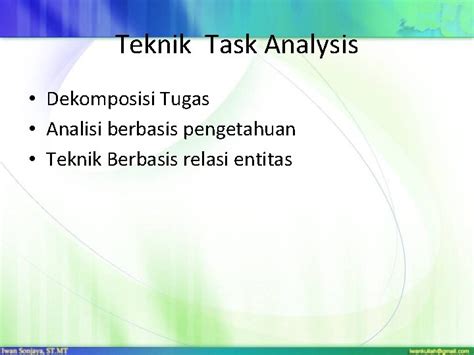 Task Analisys Analisa Tugas Task Analisis Proses Untuk