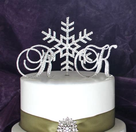 Snowflake And Monogram Swarovski Crystal Winter Wonderland Wedding Cake