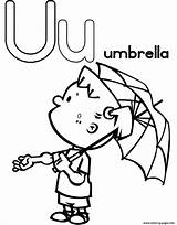 Umbrella Coloring Girl Alphabet Pages Littel Printable Print Color sketch template