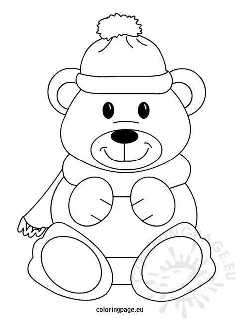 winter teddy bear coloring page
