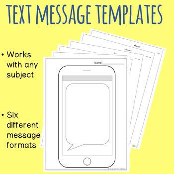 text message templates  read write middle teachers pay teachers