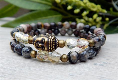 peaceful buddha energy bracelet  stoneriverjewelry blue stone river