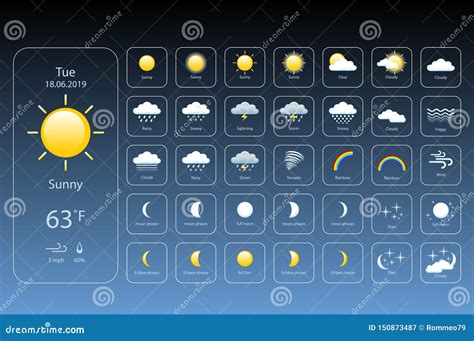 set weather icons  icons  weather  sample   stock