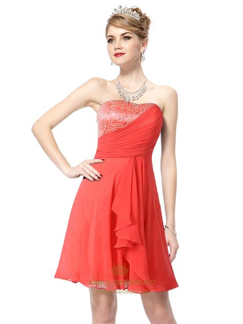 reddesignplus coral color bridesmaid dresses