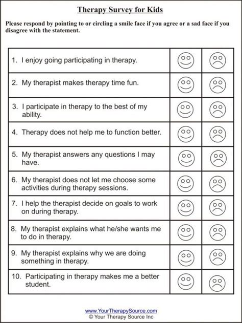 editable therapy survey  kids  therapy source occupational