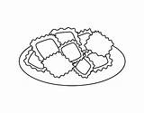 Raviolis Ravioli Colorare Coloring Raviolo Spaghetti Fideo Meatballs Wrapper Pan Disegni Acolore Dessins sketch template