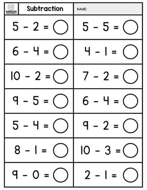 subtraction worksheets  kindergarten worksheets master