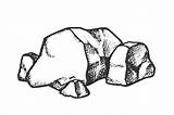 Boulder Stone Pile Cobblestone Monochrome Designbundles sketch template