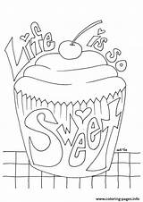 Coloring Cupcake Sweet Pages Message Printable Color Print Book Popular sketch template