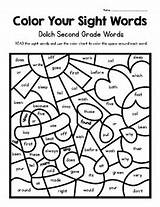 Sight Grade Words Color Second Dolch Contains Preview sketch template