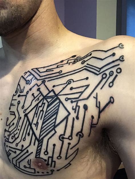 circuitry tattoo electro tribal haha circuitry tattoo  finished  cover shoulder