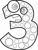 Number Animal Three Lineart Clipart sketch template