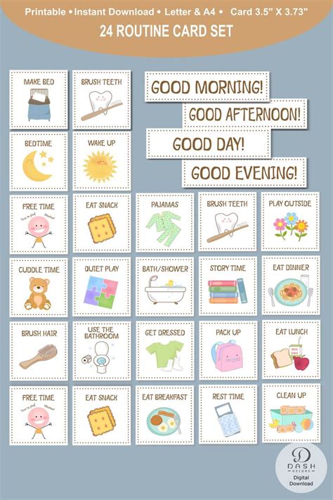 printable daily routine cards  kids visual routine cards schedule