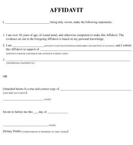 blank affidavit form sample  print
