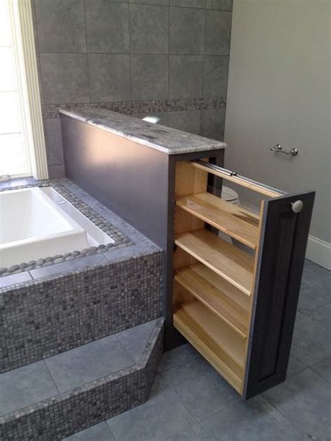 neat  functional bathtub surround storage ideas