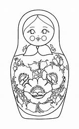 Russian Coloring Dolls Template Nesting sketch template