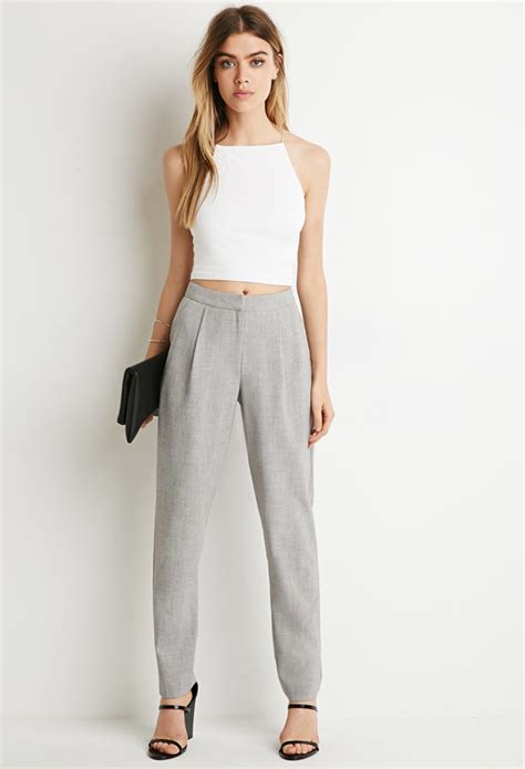 lyst forever 21 tapered pleat trousers in gray