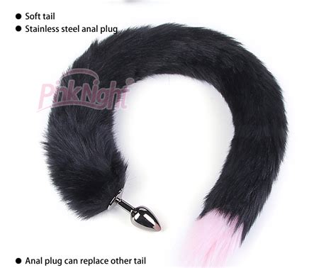large size black color anal plug fox tail anal butt plug buy anal