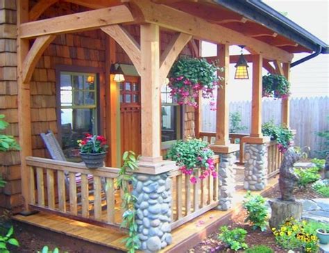 rustic balcony decor ideas  show   season  rustic porch cabin porches