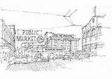 Seattle Coloring Pages Skyline Market Place Template Pike Adult Line Visit Sketch Outline sketch template