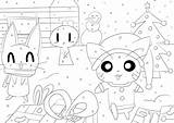 Coloring Christmas Doodle Kawaii Pages Cute Adult Kids Adults Cartoon Doodling Very Simple sketch template
