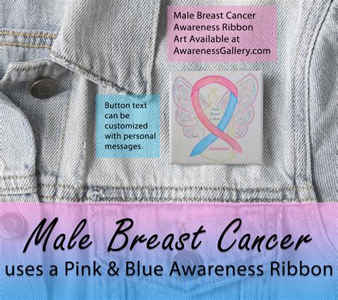 pink blue male breast cancer awareness ribbon custom buttons  pins awareness gallery art