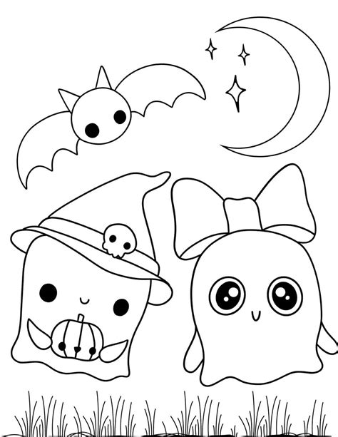 cute kawaii halloween coloring pages