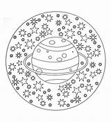 Mandala Coloring Mandalas Simple Color Kids Pages Easy Planet Stars Sheets Zen Adults Colouring Printable Children Universe Relax Adult Stress sketch template