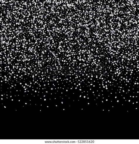 silver glitter confetti isolated on black stock vector