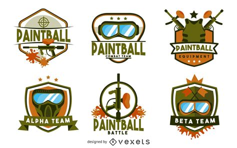 plantilla de logo de la insignia de paintball descargar vector