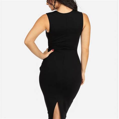 Women Cut Out Black Midi Bodycon Dress Online Store For